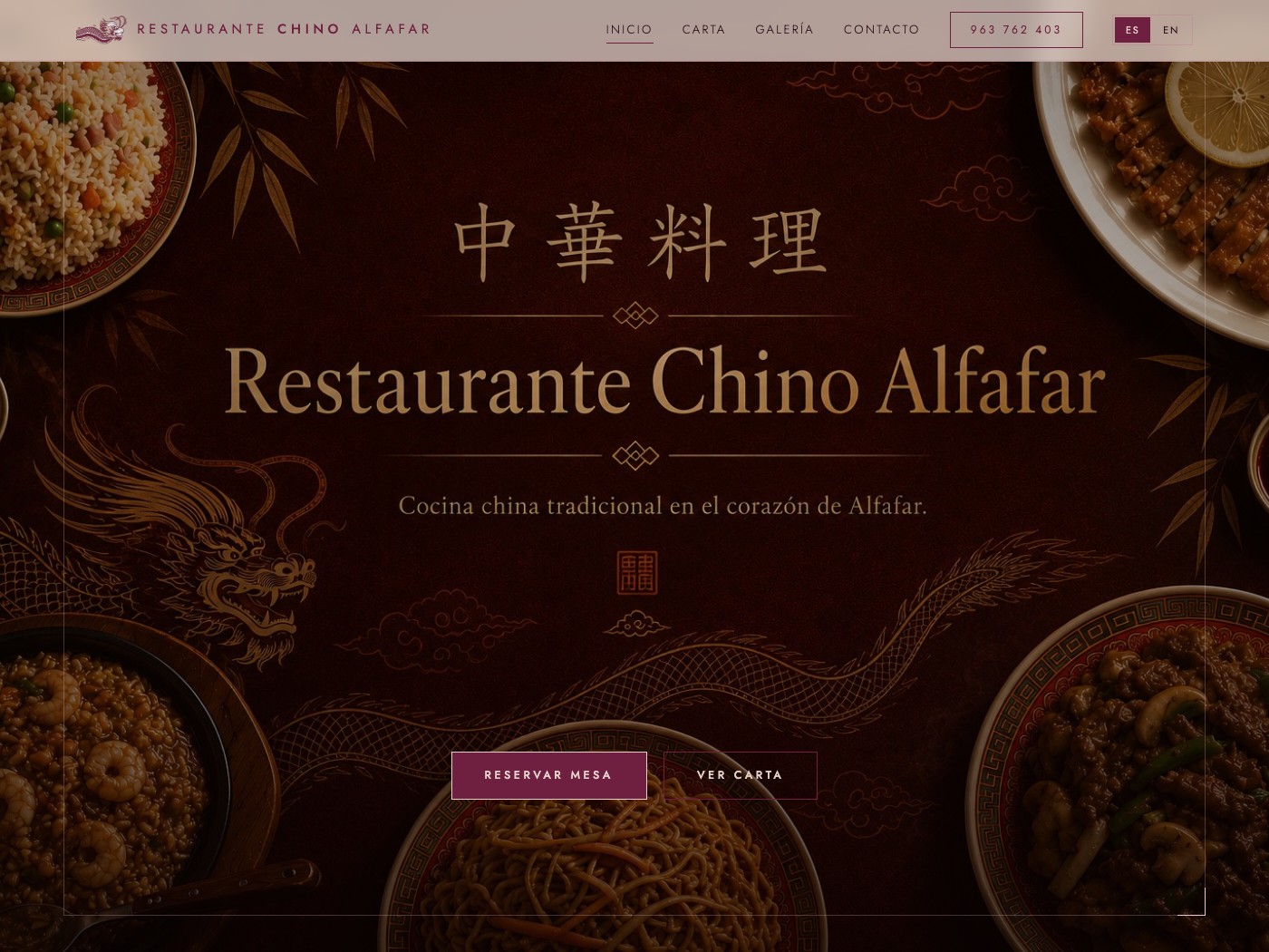 Web de Restaurante Chino Alfafar, cocina china tradicional
